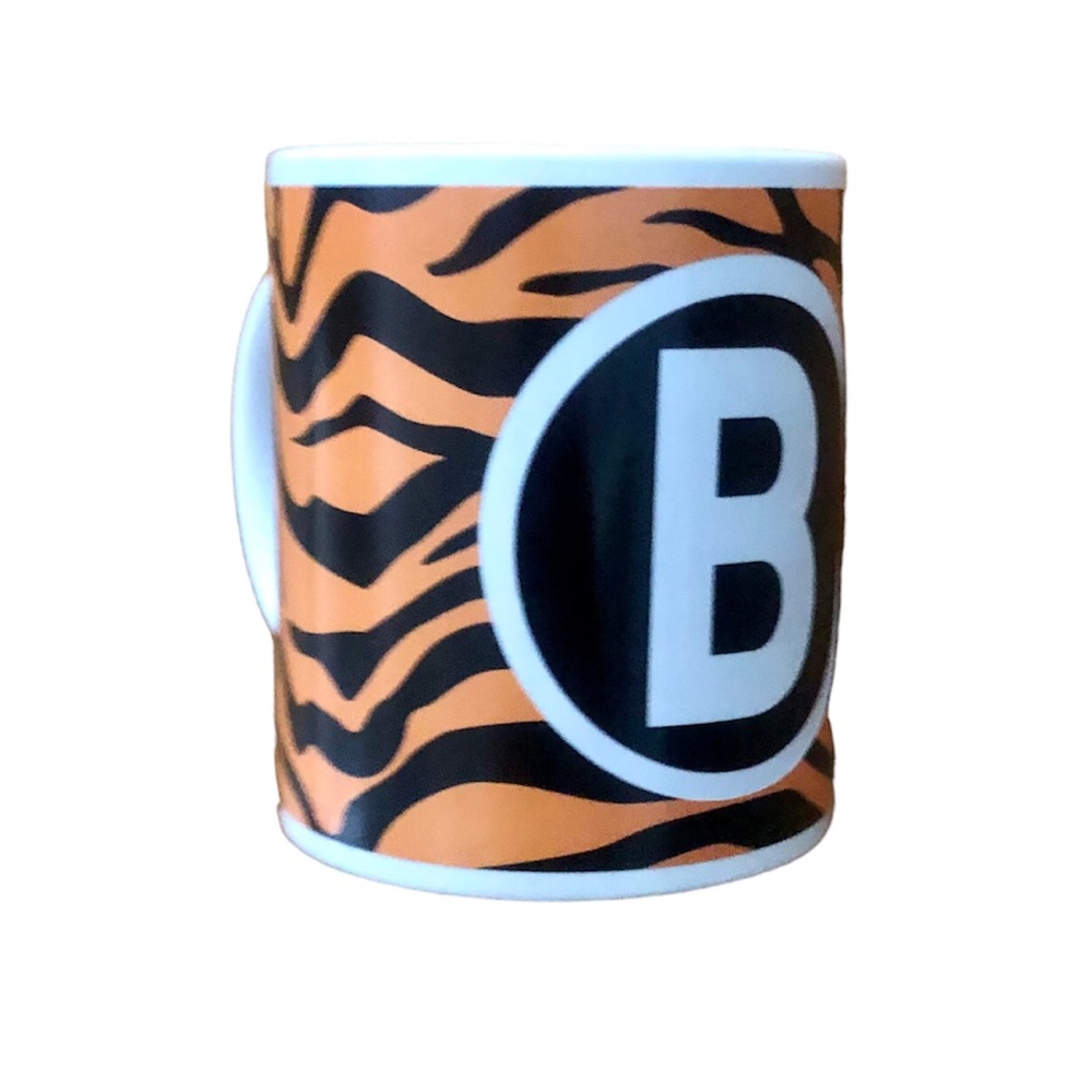 Tiger stripe mug with the letter B